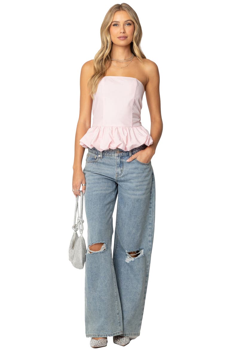 Everlee Strapless Bubble Hem Corset Top, Alternate, color, LIGHT-PINK