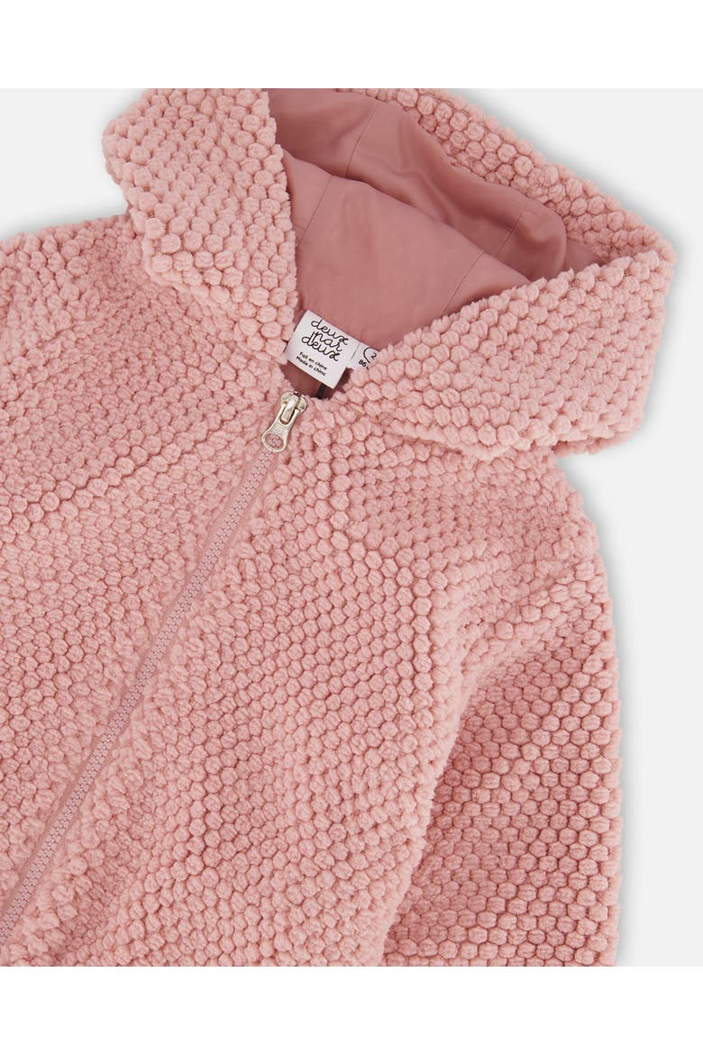 Little Girl's Hooded Plush Vest Dusty Pink, Alternate, color, Rosette