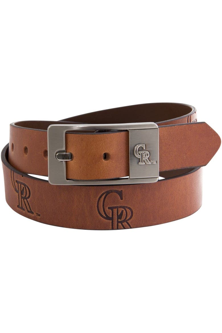 Colorado Rockies Brandish Leather Belt, Main, color, Brown