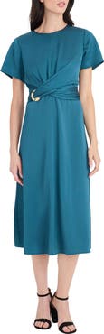 Maggy London Gold Waist Detail Midi Dress