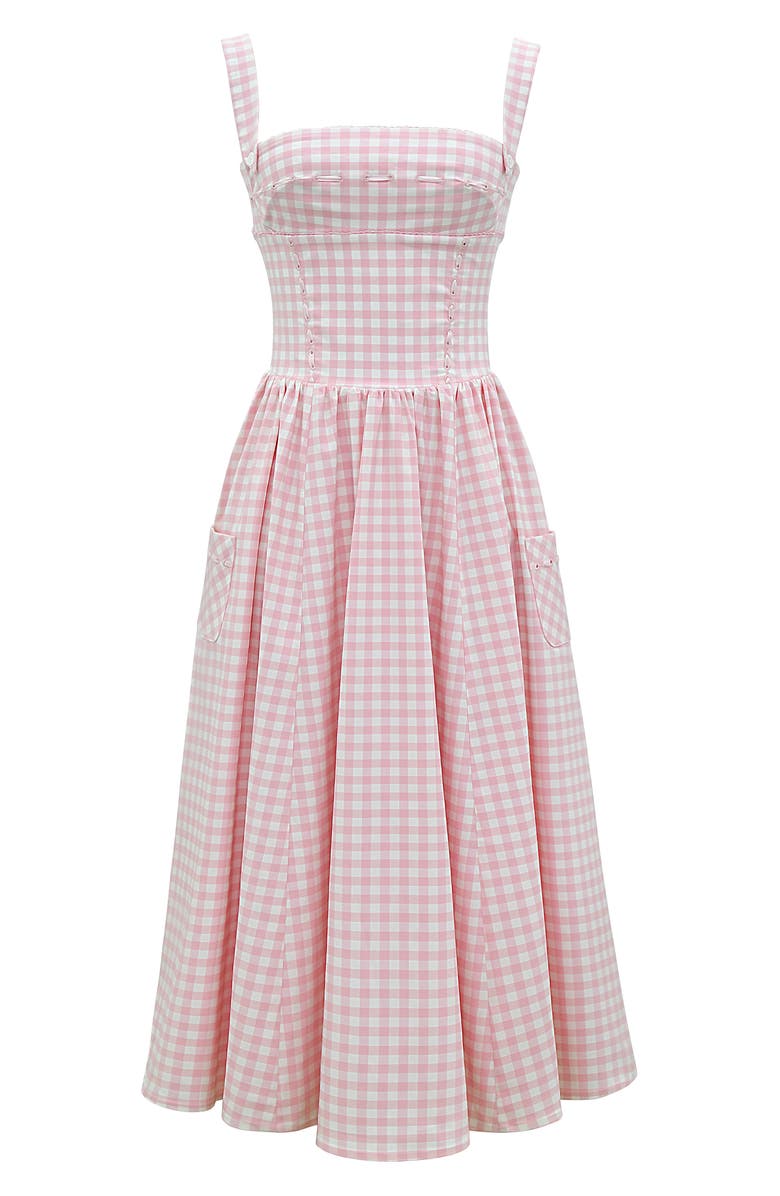 HOUSE OF CB Vivien Gingham Midi Dress, Alternate, color, Rose Shadow