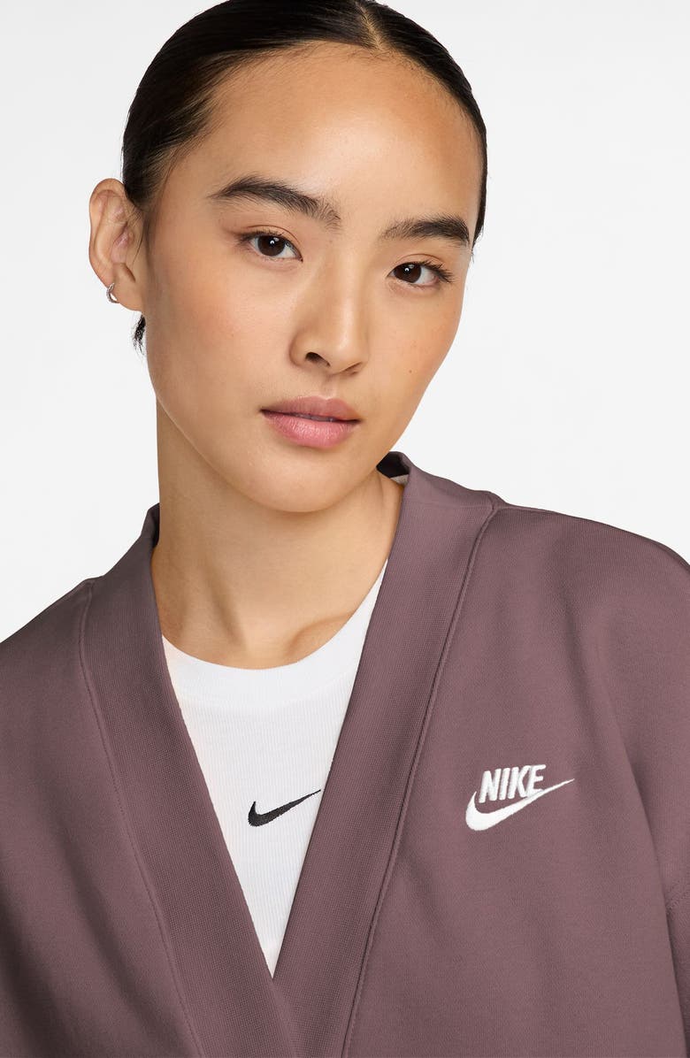 Nike Loose Fleece Cardigan, Alternate, color, Tattoo/ White