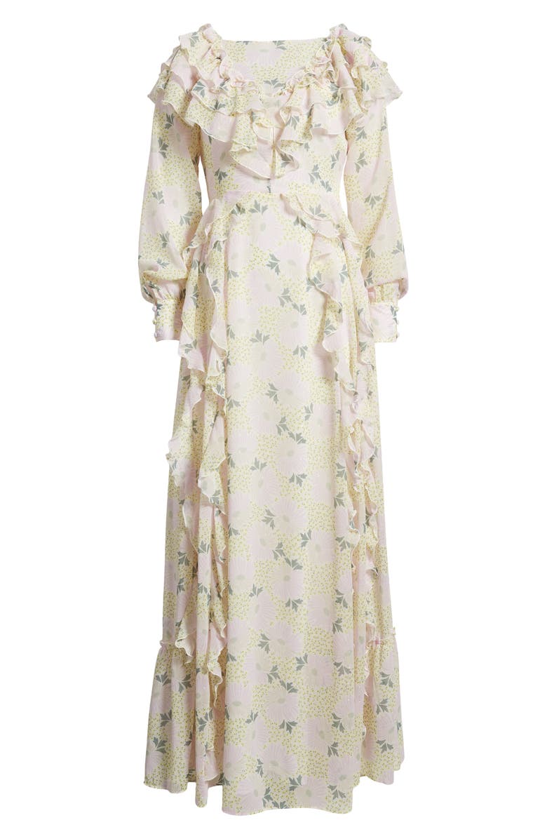 Ted Baker London Vivyana Floral Long Sleeve Chiffon Gown, Alternate, color, 