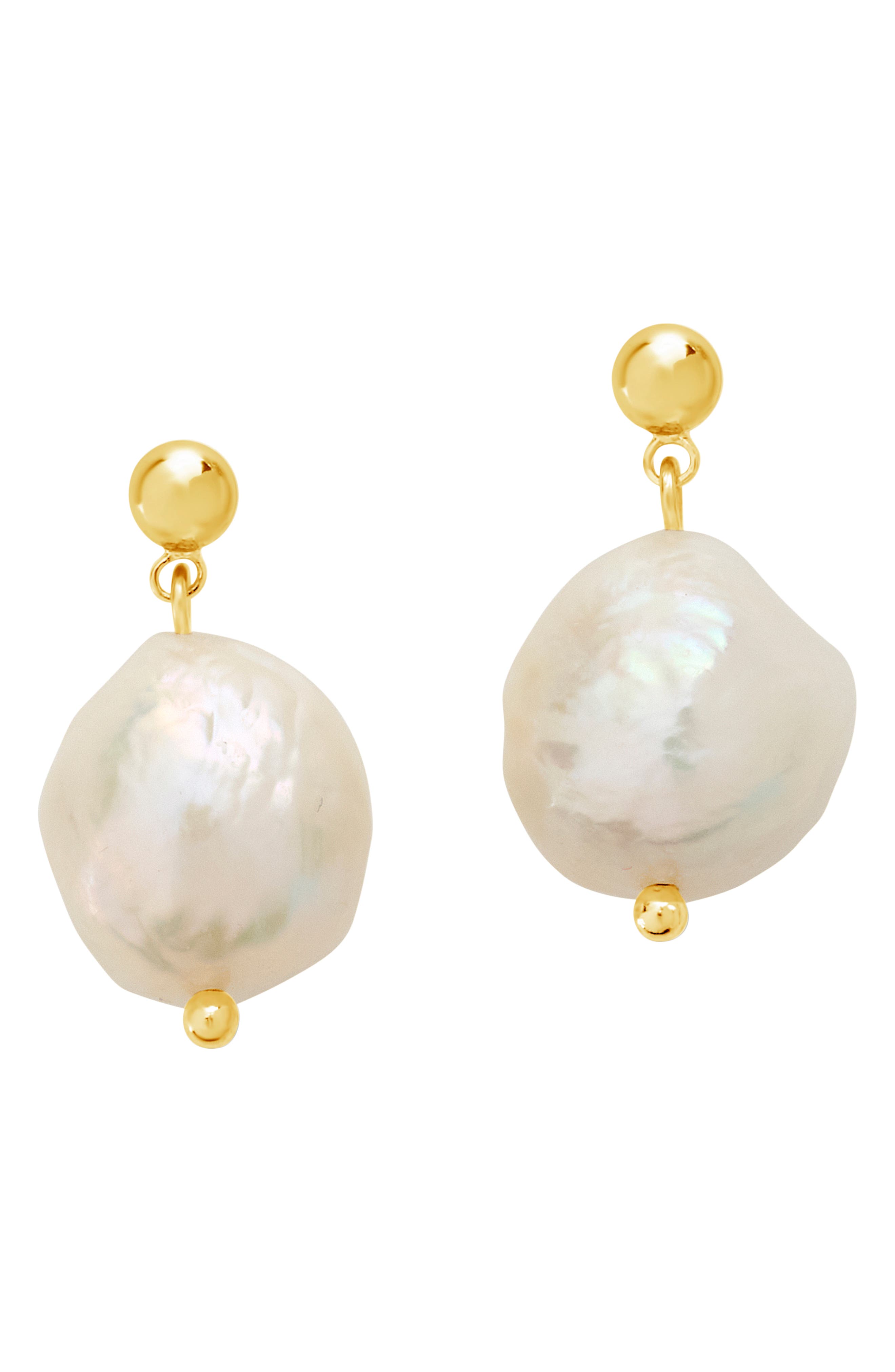 Sterling Forever Natural Pearl Drop Stud Earrings