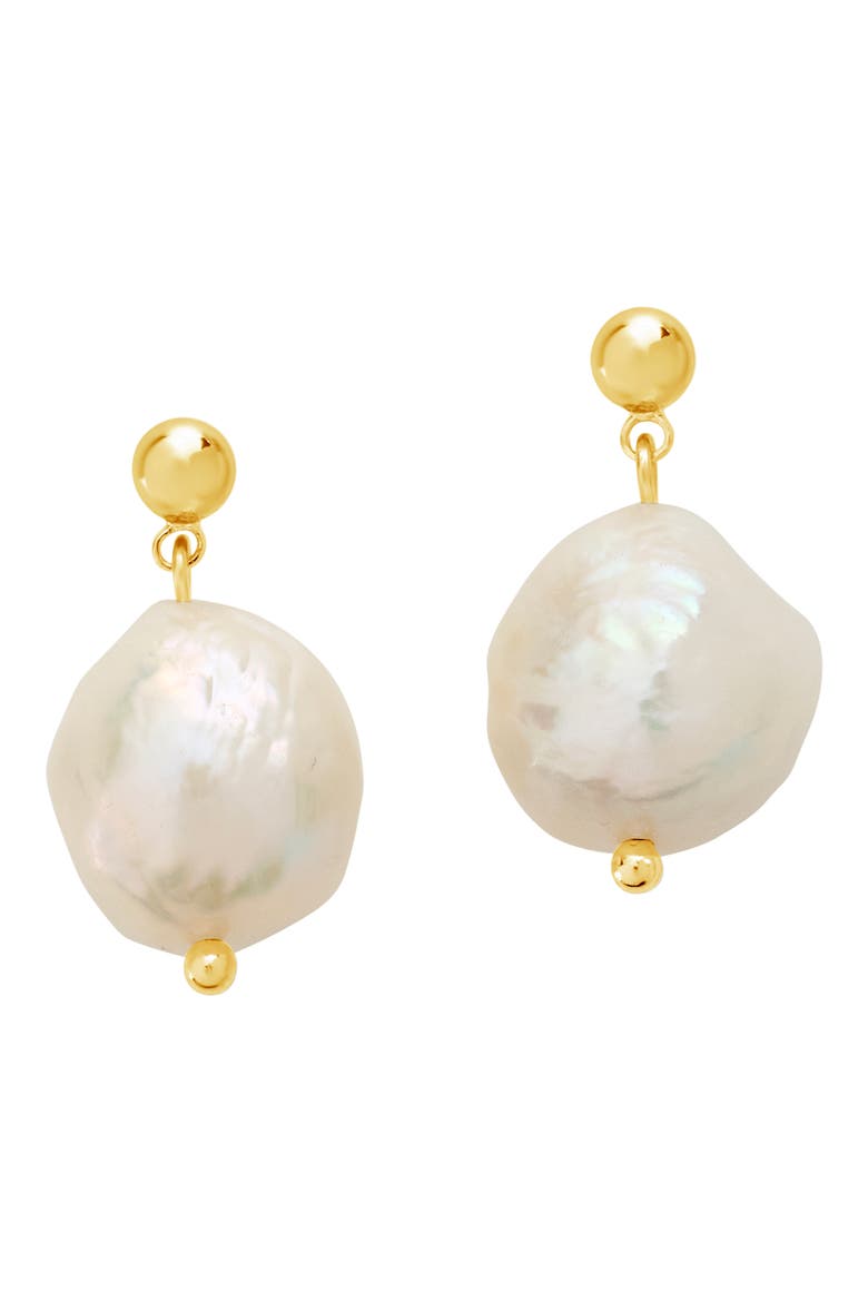 Natural Pearl Drop Stud Earrings, Main, color, GOLD