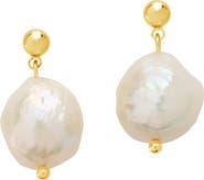 Sterling Forever Natural Pearl Drop Stud Earrings