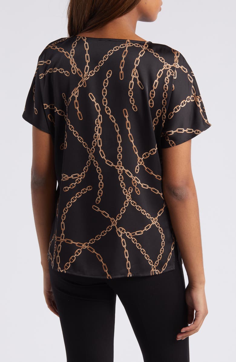 Anne Klein Chain Print Short Sleeve Top, Alternate, color, Anne Black Multi