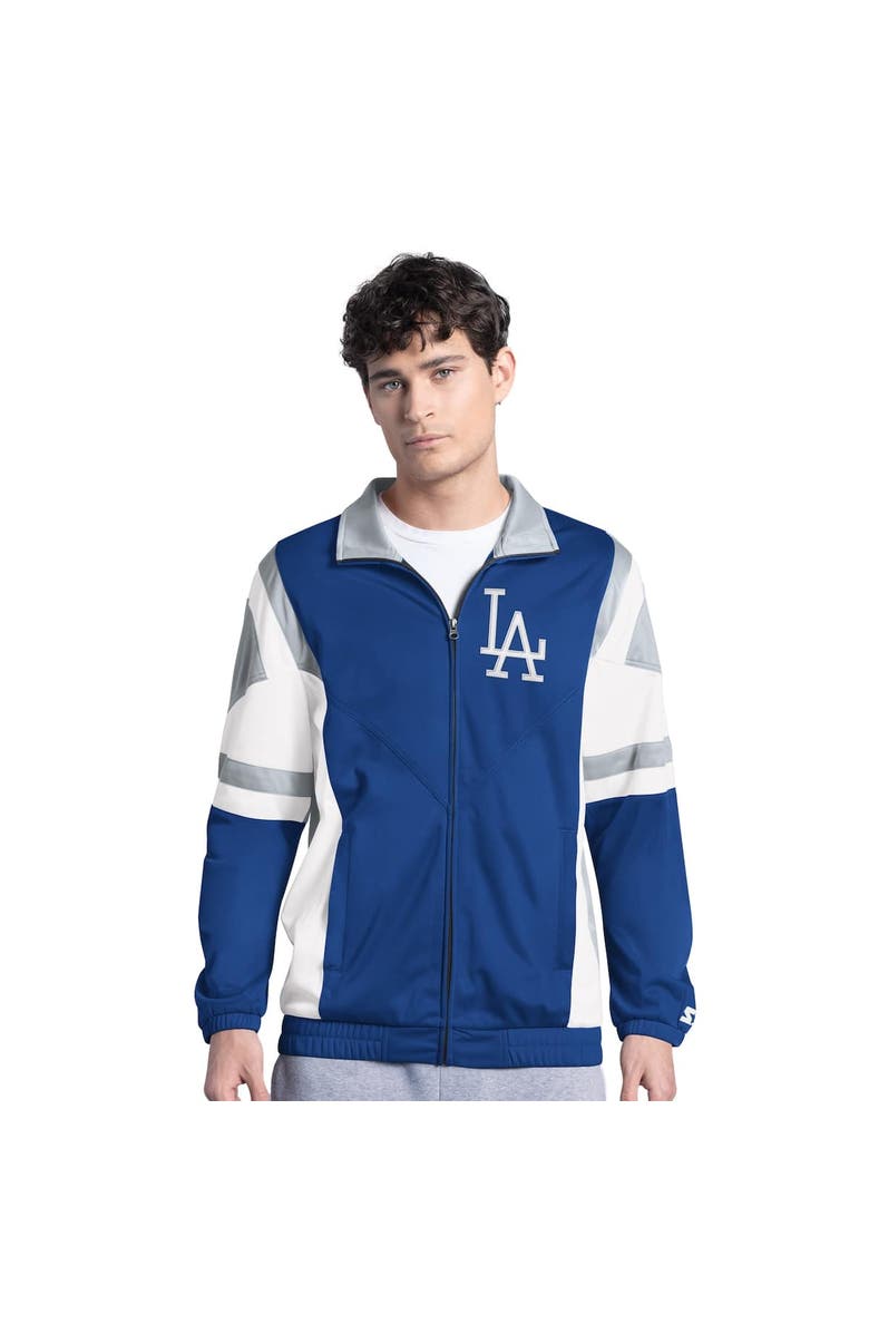 STARTER Men's Starter Royal/Gray Los Angeles Dodgers Contender Tricot Full-Zip Track Jacket, Main, color, Royal