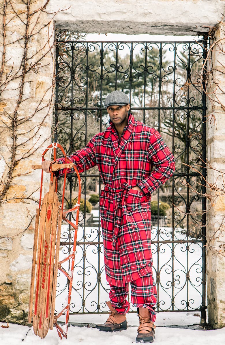 Petite Plume Imperial Tartan Plaid Flannel Robe, Alternate, color,