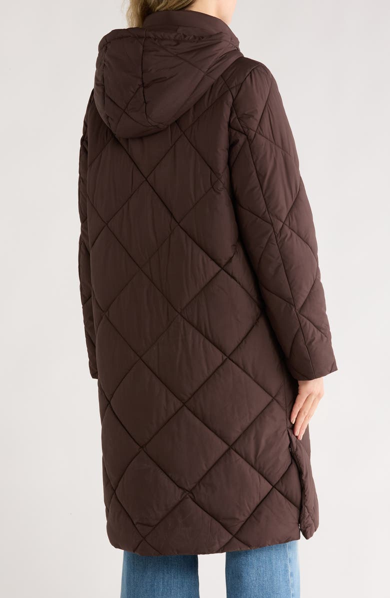 Sam Edelman Hooded Long Quilted Puffer Jacket, Alternate, color, Cafe Noir