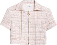 ST. JOHN Metallic Tweed Short Sleeve Crop Jacket