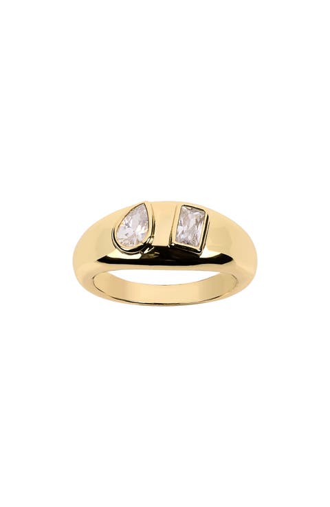 Cubic Zirconia Dome Band Ring