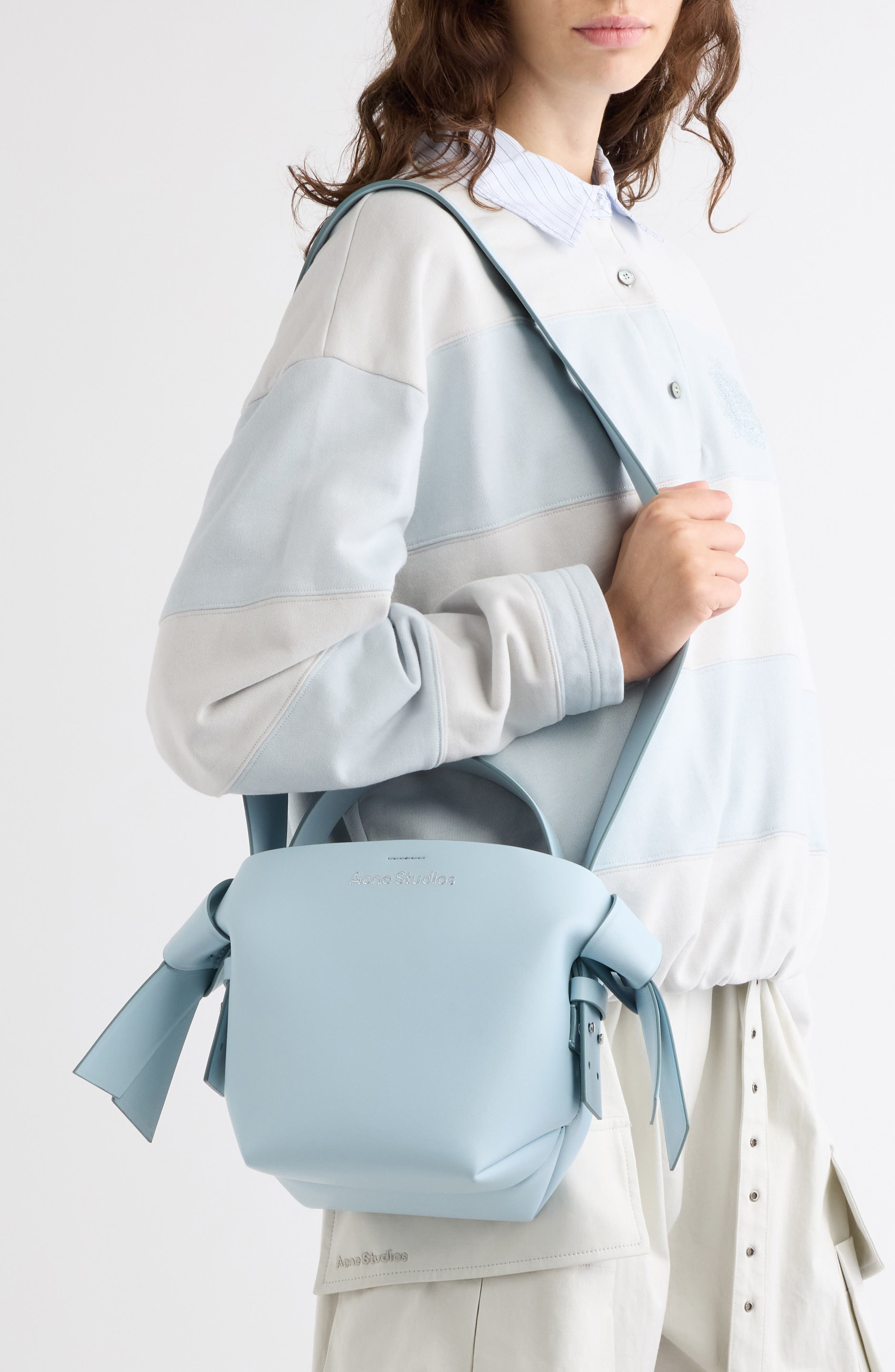 Mini Musubi Leather Shoulder Bag, Alternate, color, DUSTY BLUE