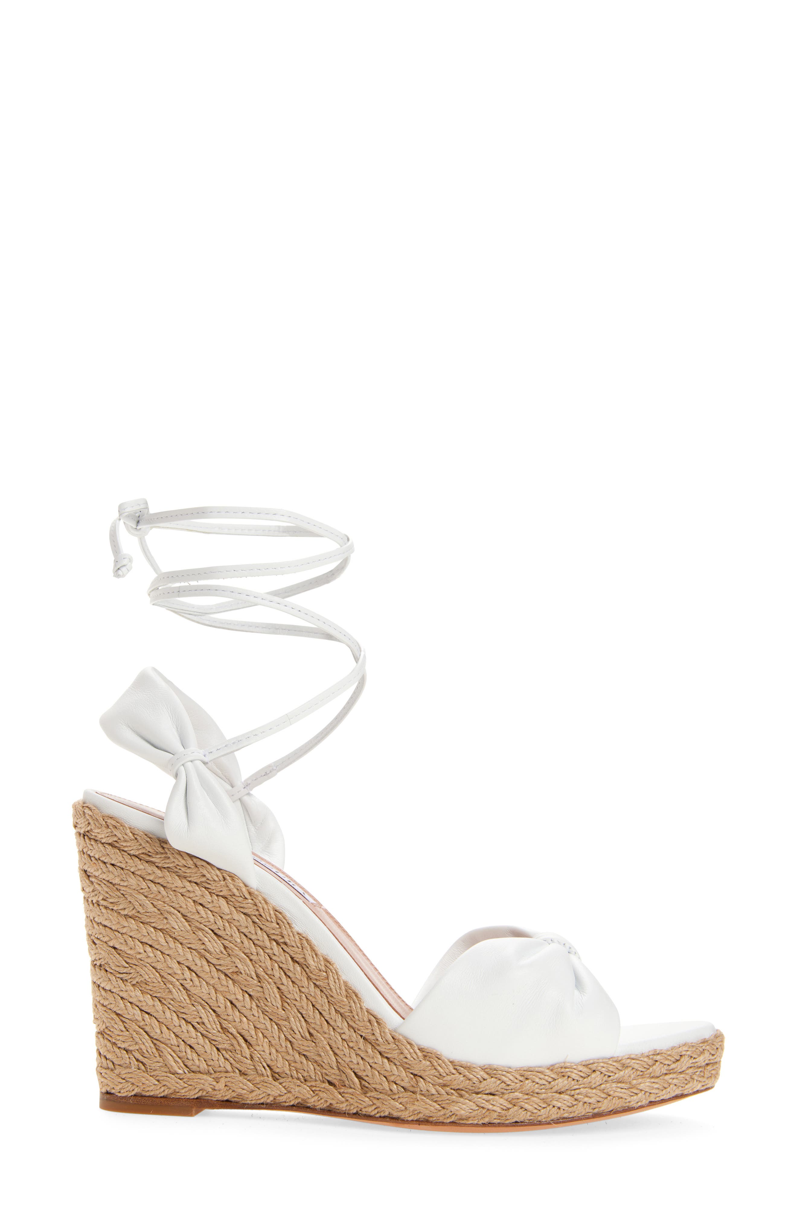 Aquazzura Carina Espadrille Wedge Sandal, Alternate, color, Optic White
