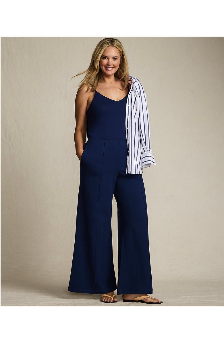Lands' End Plus Size Starfish High Rise Palazzo Pants, Alternate, color, Deep Sea Navy
