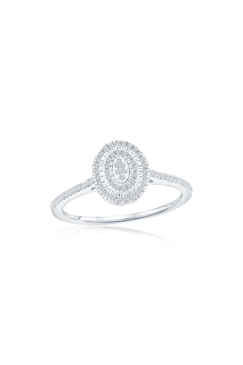 Sterling Silver Diamond Oval Ring - 0.25 ctw, Main, color, SILVER