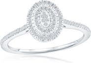 SIMONA Sterling Silver Diamond Oval Ring - 0.25 ctw