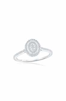 SIMONA Sterling Silver Diamond Oval Ring - 0.25 ctw