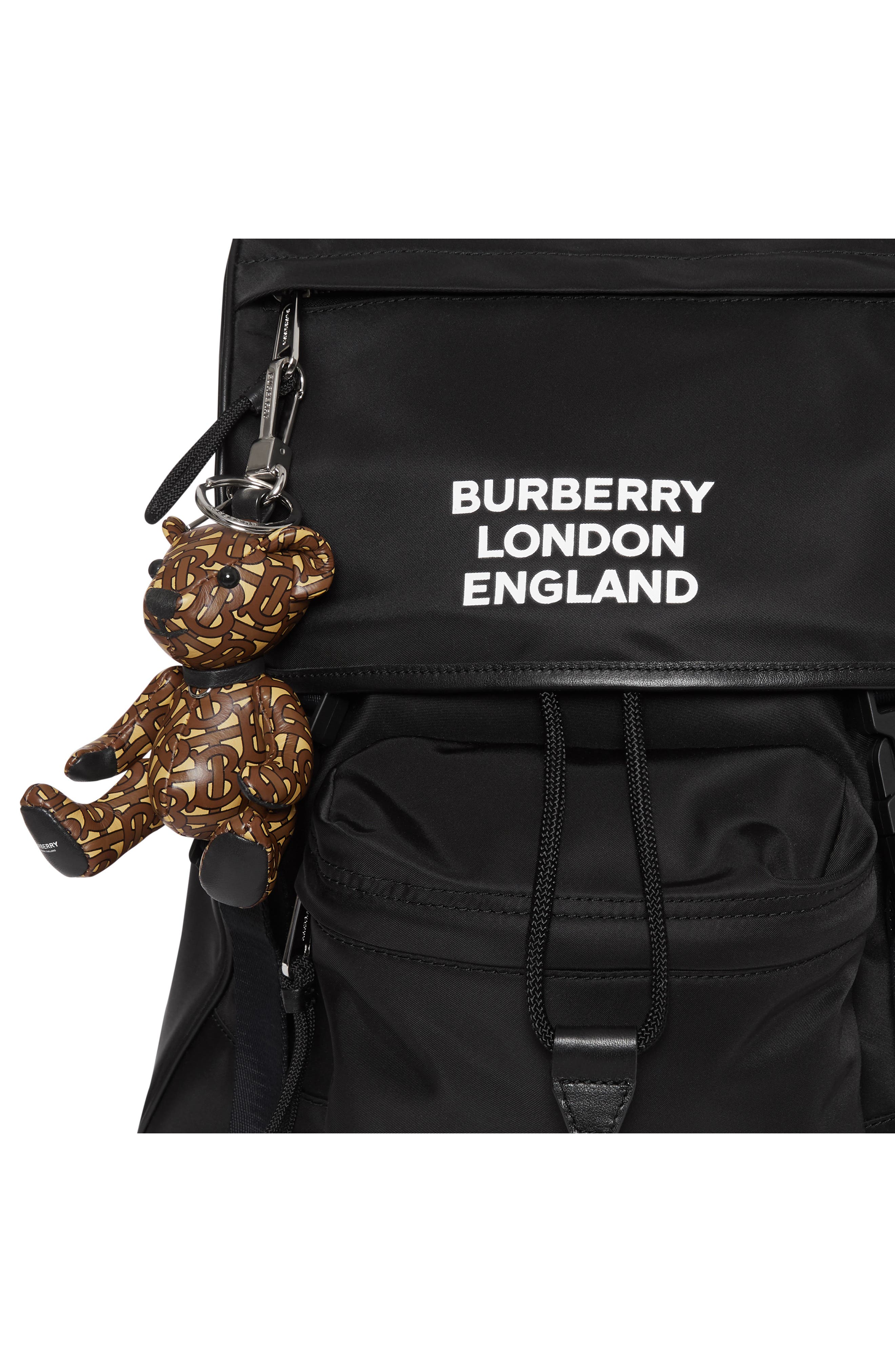 Burberry Thomas Bear Monogram Print Leather Bag Charm, Alternate, color, 