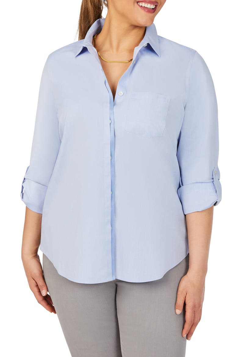 Charlie Roll Tab Non-Iron Cotton Button-Up Shirt, Main, color, BLUE WAVEE2