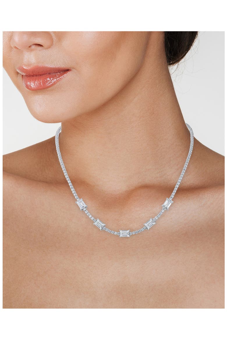 Cubic Zirconia Tennis Necklace, Alternate, color, CLEAR/ SILVER