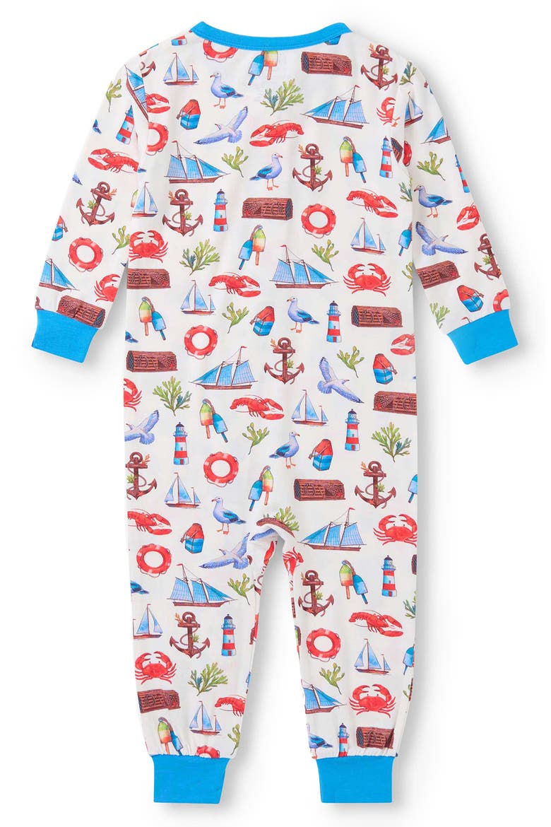 Painted Seascape Romper, Alternate, color, NATURAL