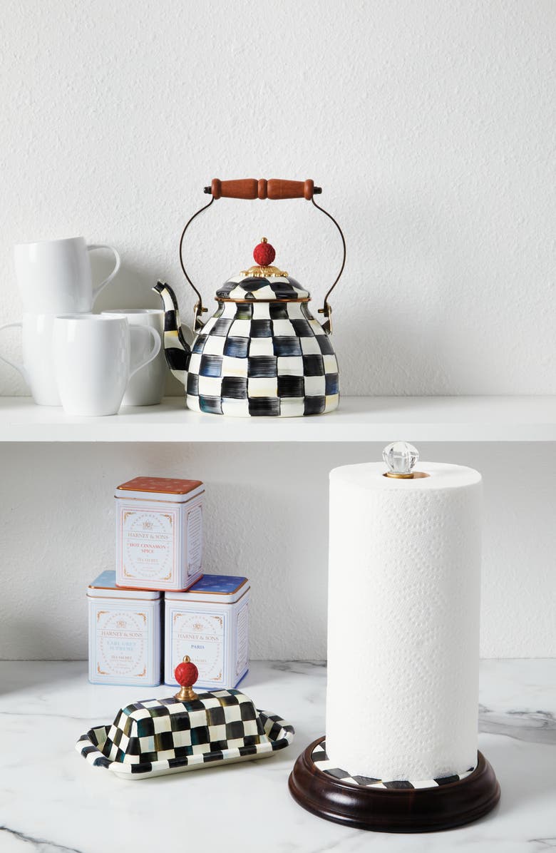 MACKENZIE CHILDS Courtly Check Wood Paper Towel Holder, Alternate, color, Black/ White