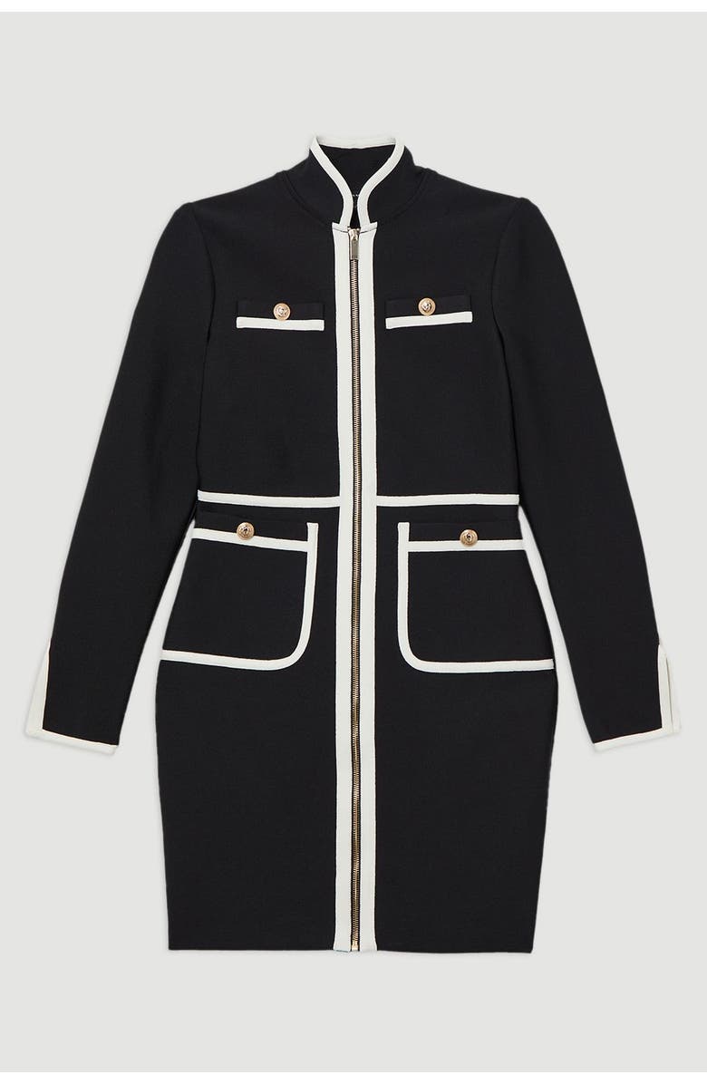 Karen Millen Petite Bandage Military Knit Dress, Alternate, color, Mono