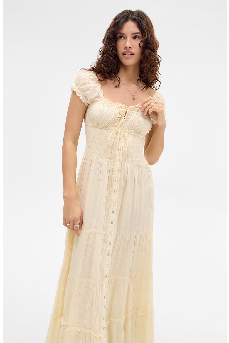 maxi peasant dress Longing for Love Ruffled Espresso / S Designed in LA BDG Urban Outfitters Tiana Keyhole