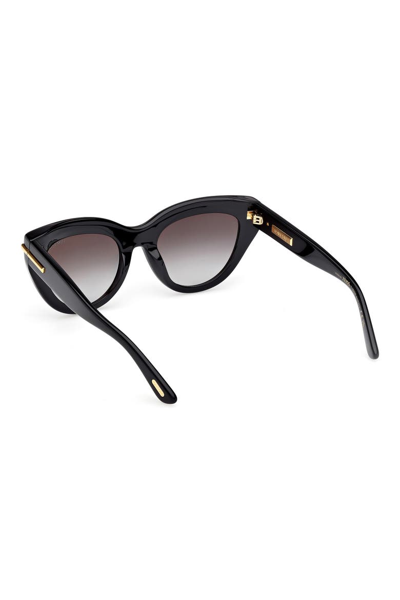 Icon 52mm Cat Eye Sunglasses, Alternate, color, SHINY BLACK BEVELED / SMOKE