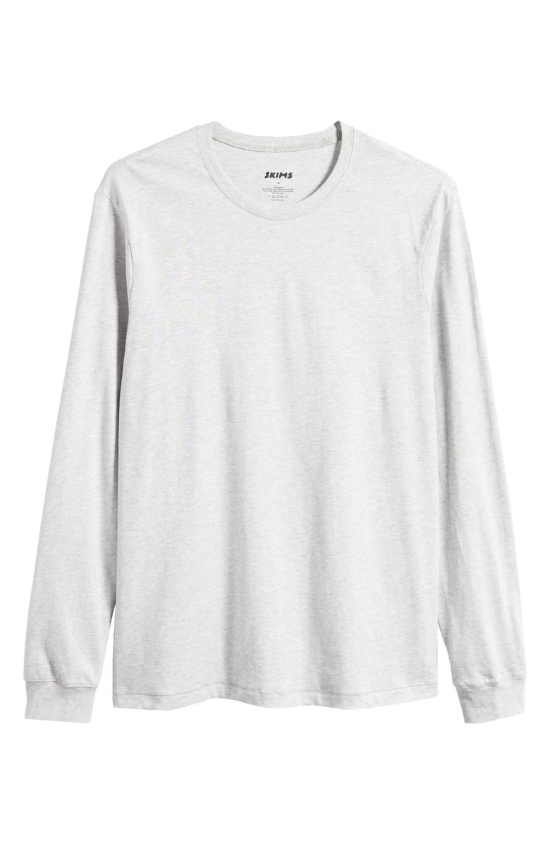 SKIMS Long Sleeve Cotton T-Shirt, Alternate, color, Light Heather Grey