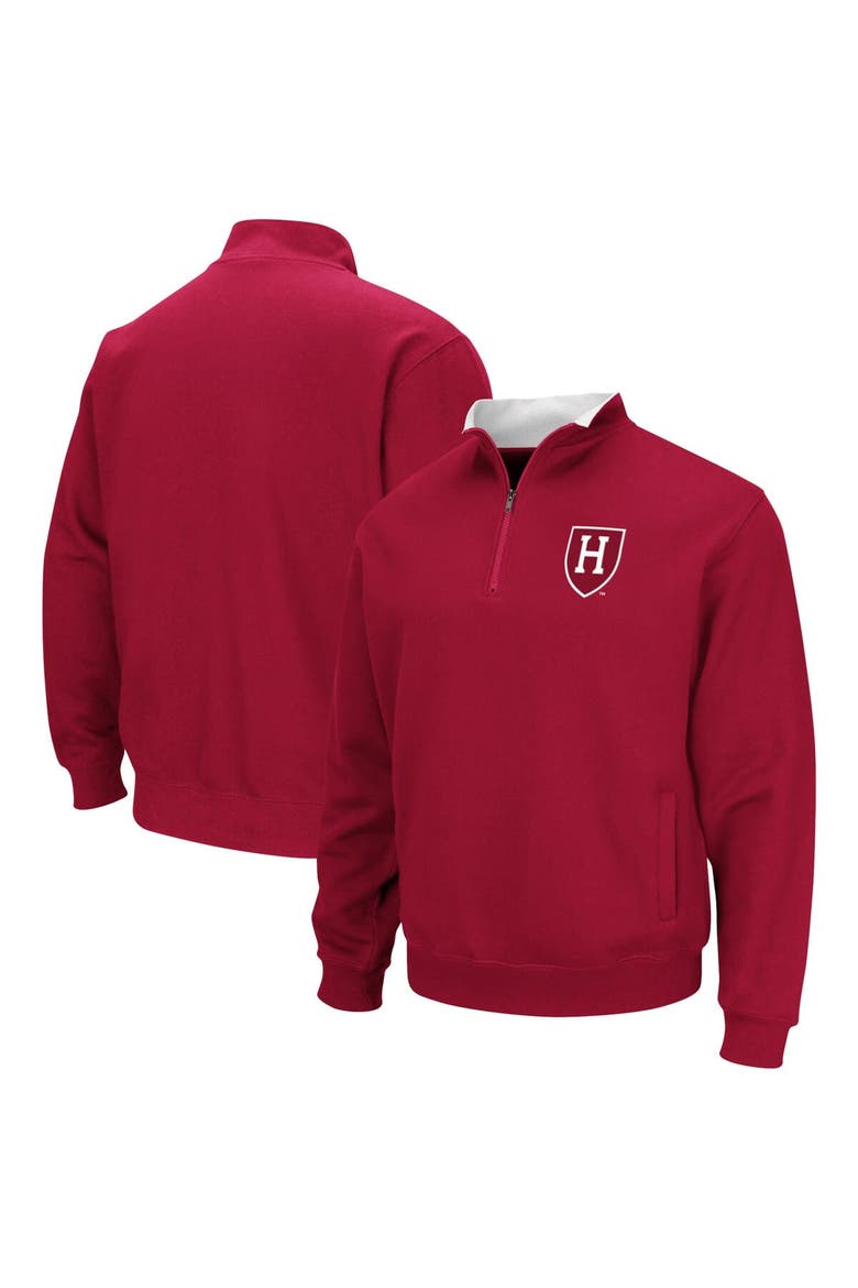 Men's Colosseum Crimson Harvard Crimson Tortugas Team Logo Quarter-Zip Jacket, Main, color, Crimson