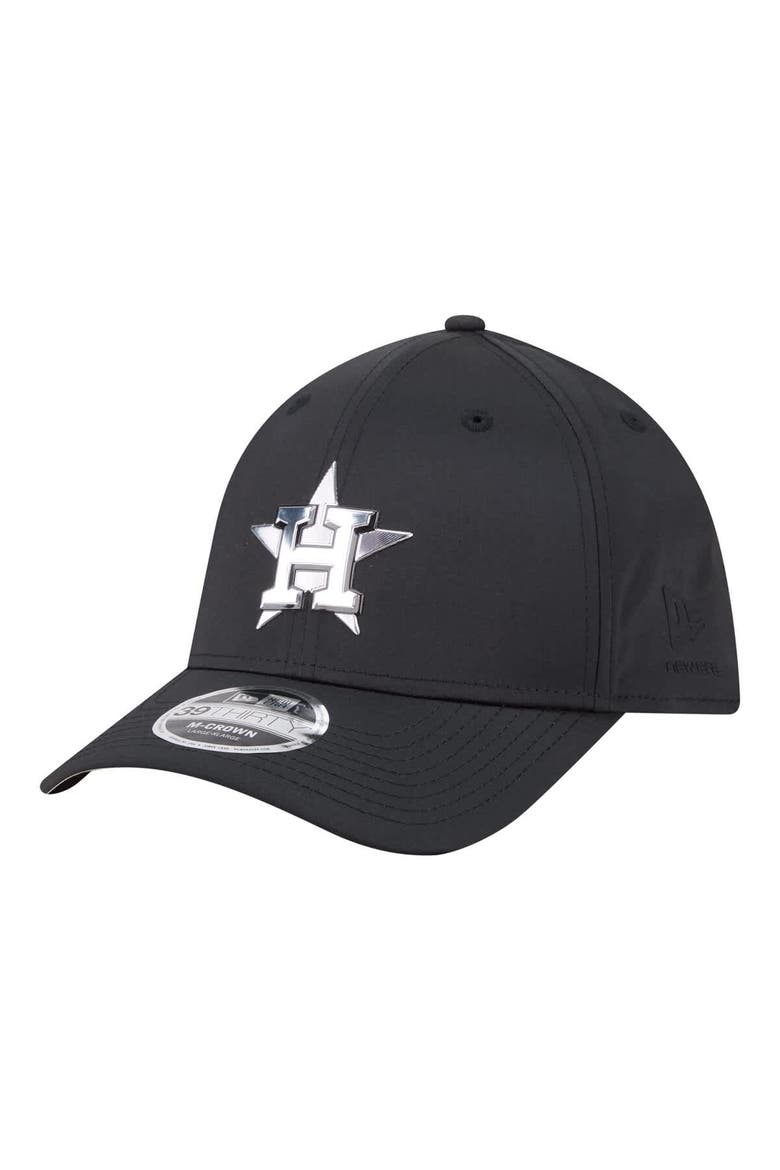 Men's New Era  Black Houston Astros Metallic 39THIRTY M-Crown Flex Hat, Main, color, Black