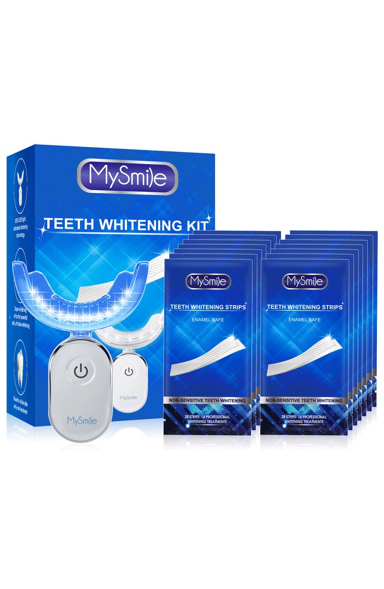 MySmile Teeth Whitening Strips with 28 LED Light, 10 Min Fast Whitening, 14 Treatments, Main, color, Blue