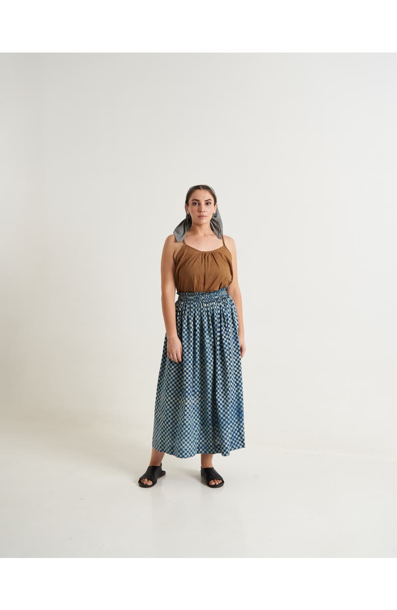 World of Crow Block Printed Indigo Skirt, Alternate, color, 