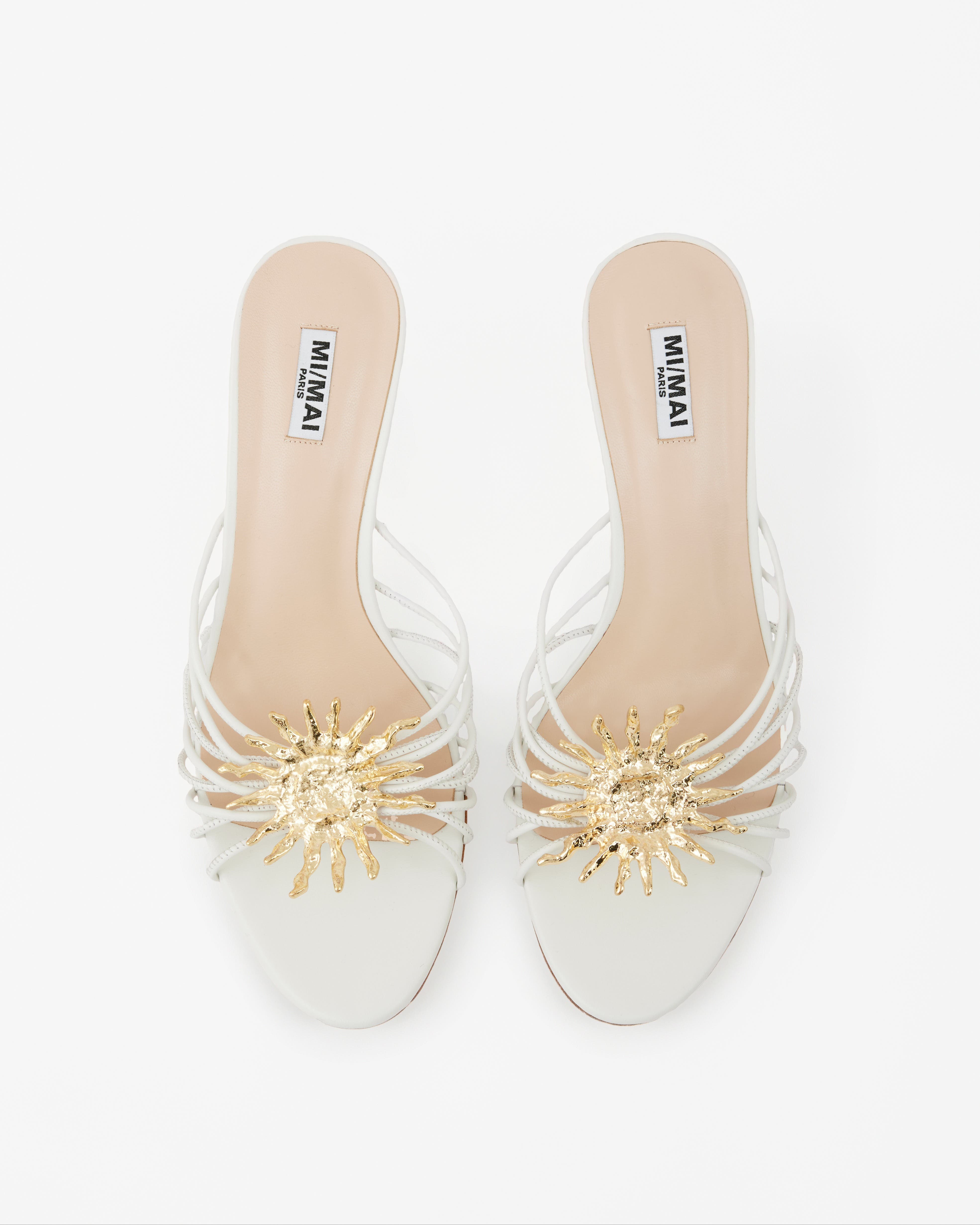 Salome Sun Jewel Heeled Mule Sandals, Alternate, color, White