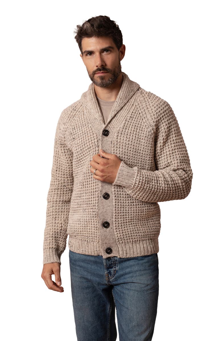 Celtic & Co. British Waffle Stitch Cardigan, Main, color, Oatmeal Fleck