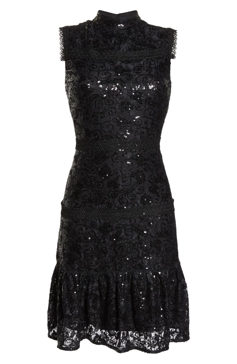Julia Jordan Sequin Lace Ruffle Hem Dress, Alternate, color, 