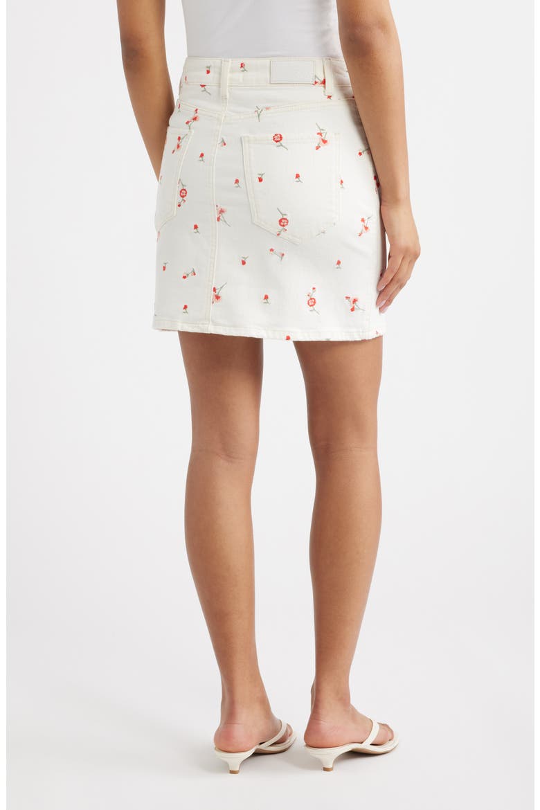 Burbank Floral Embroidered Denim Miniskirt, Alternate, color, ECRU ROMANTIC FLORAL