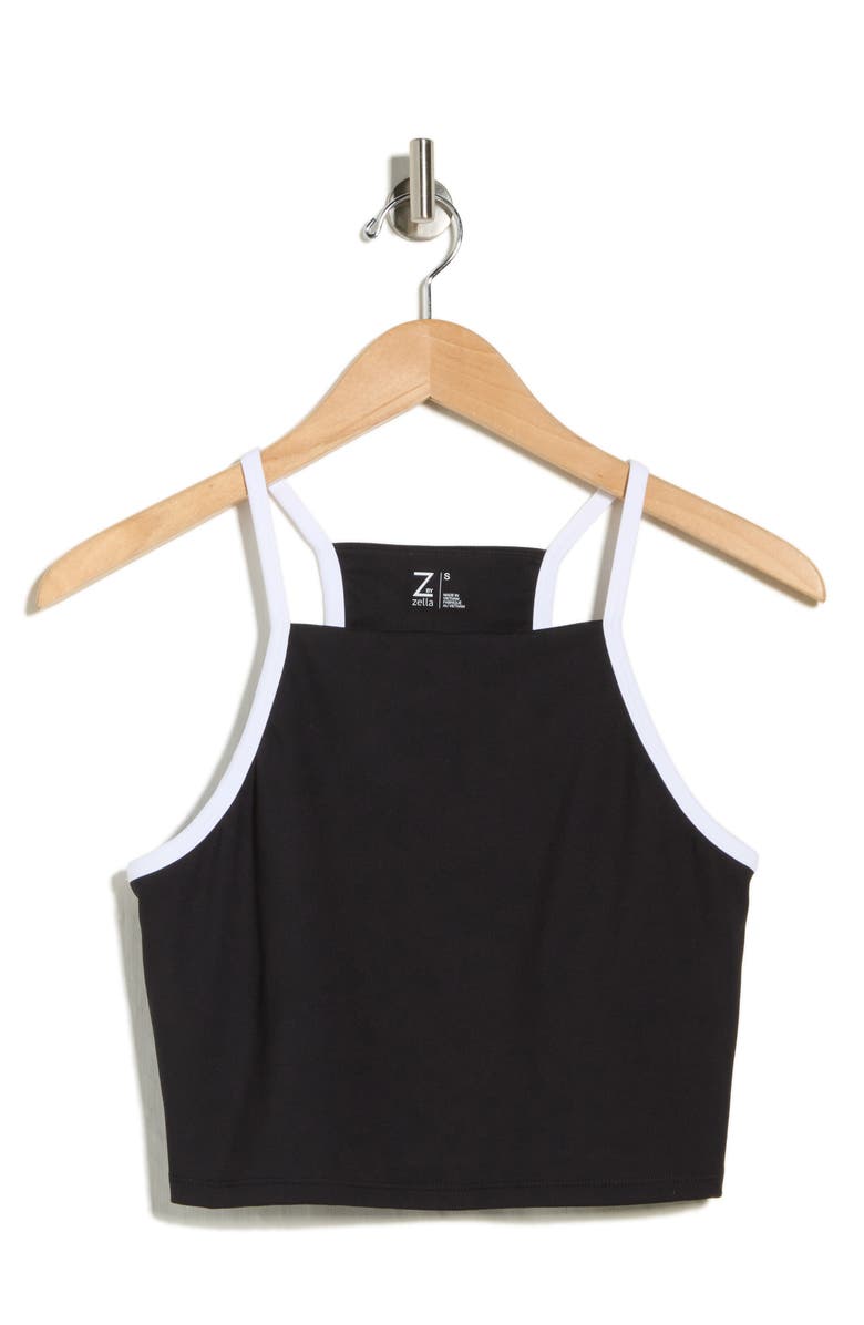 Z by Zella Split Second Racerback Bra Tank, Alternate, color, Black