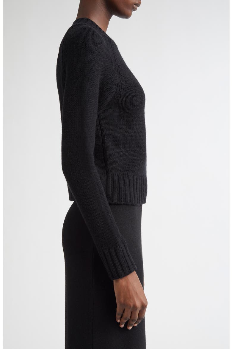 Raglan Sleeve Wool & Cashmere Crewneck Sweater, Alternate, color, BLACK