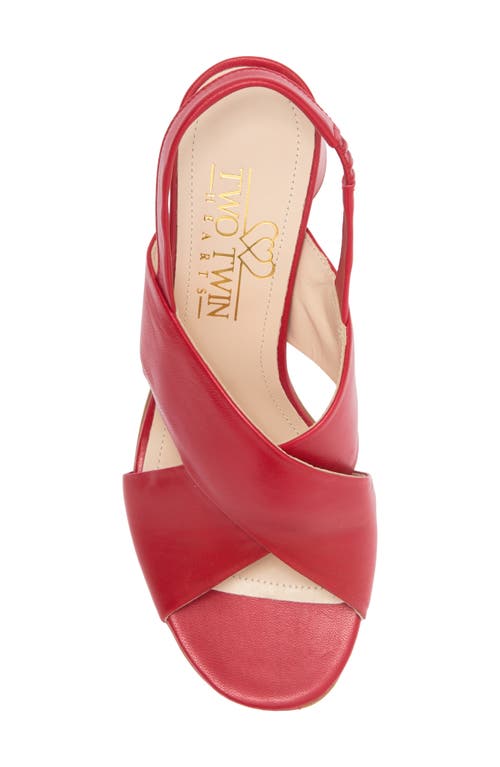 2 Twin Hearts Crisscross Slingback Sandal In Red Leather