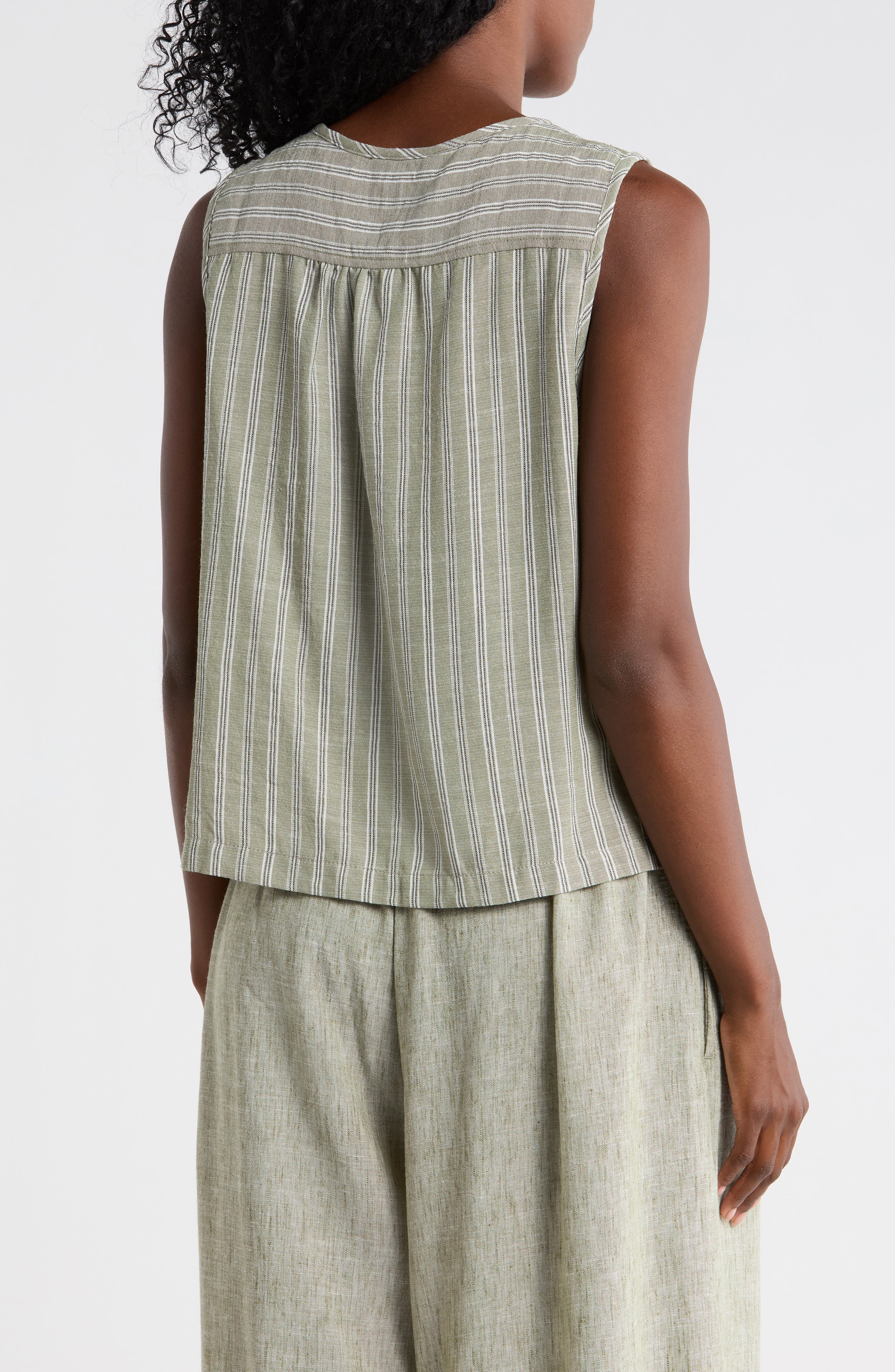 Stripe Pintucked Sleeveless Top - image 4
