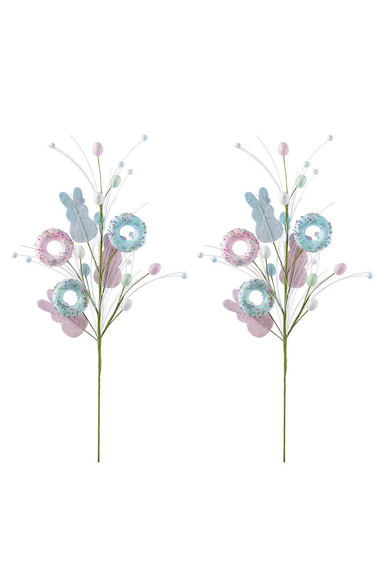 Glitzhome Set of 2 28"H Easter Glitter Egg Artificial Picks, Alternate, color, Blue