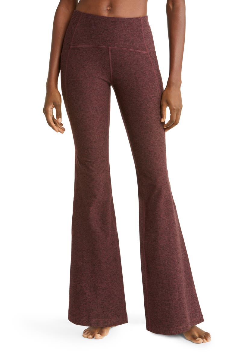 Restore Soft High Waist Pocket Flare Leggings, Main, color, BURGUNDY SASS