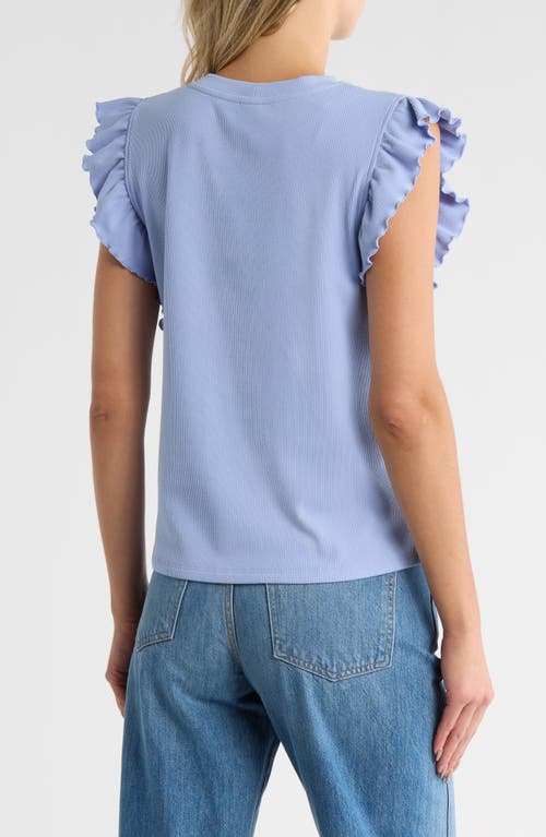 Melrose And Market Ruffle Cap Sleeve Top In Blue