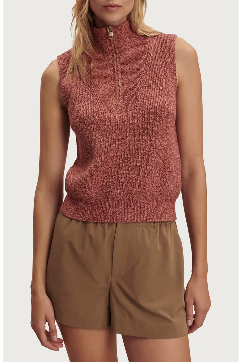 Amina Half-Zip Sleeveless Sweater, Main, color, APRICOT BRANDY TWIST