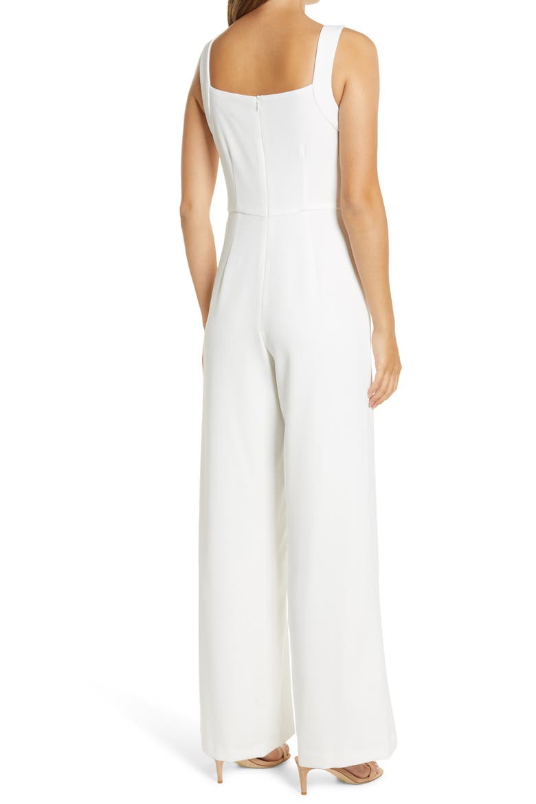 Sleeveless Tie Neck Wide Leg Jumpsuit, Alternate, color, IVORY