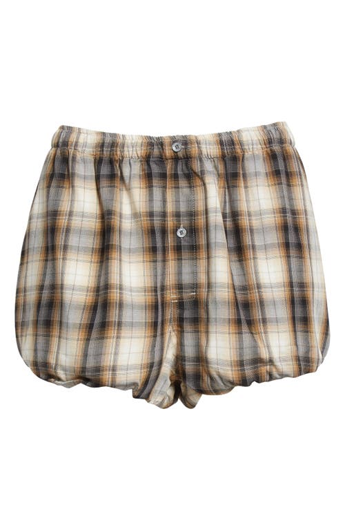 Acne Studios Womens Check-print Relaxed-fit Woven Shorts Beige Black In Multi