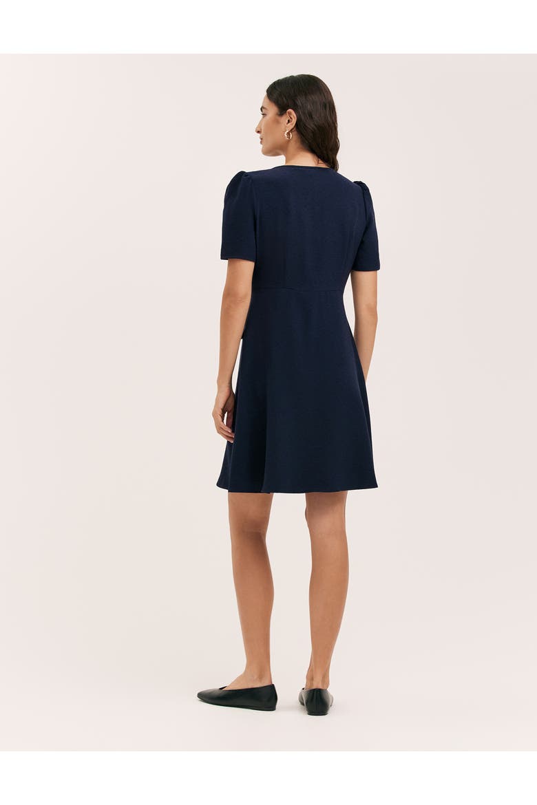 Lucille Crepe Button Front Mini Dress, Alternate, color, Navy